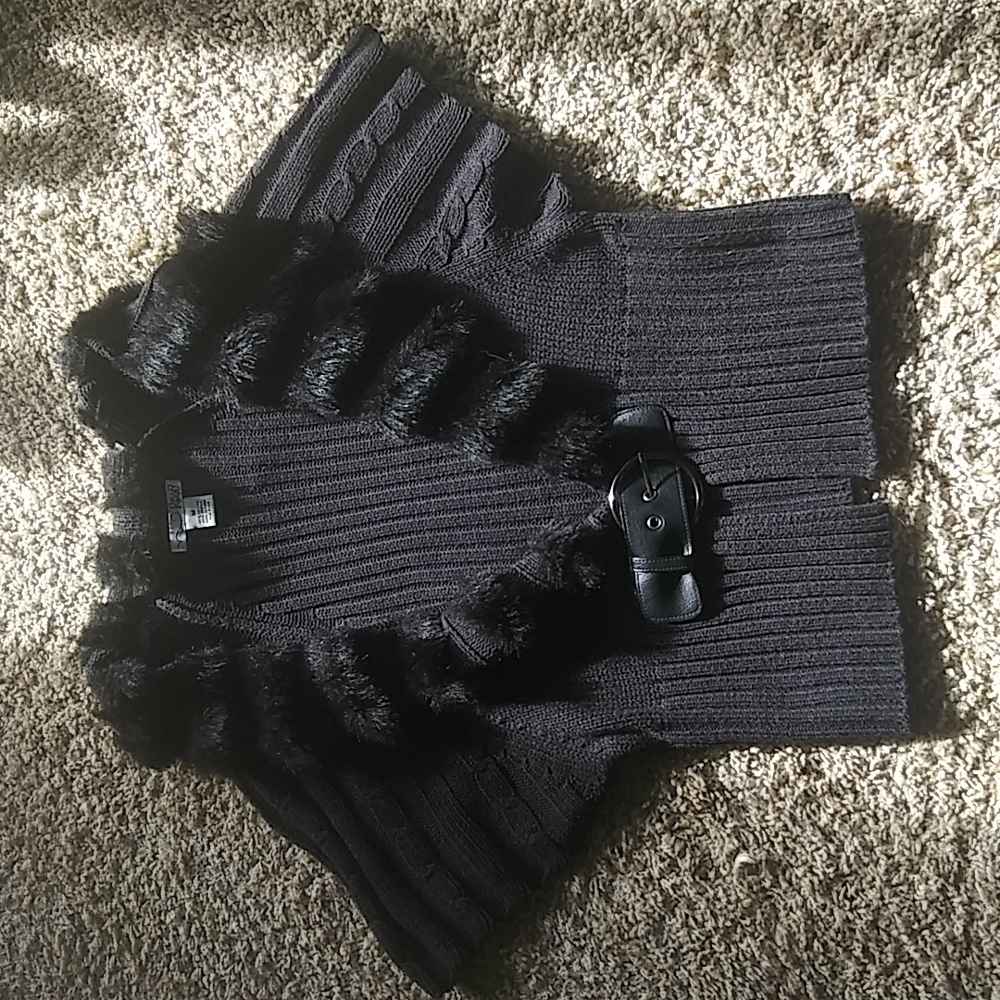 Dark gray belted sweater